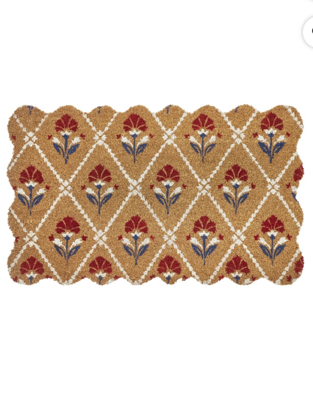 New Floral Coir Outdoor Doormat, Red/White/Blue, 30" x 18", by My Texas House